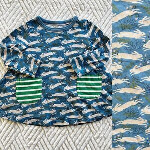 Mini Boden Toddler Tunic Top in Blue Bunny Hop - size 2-3 years